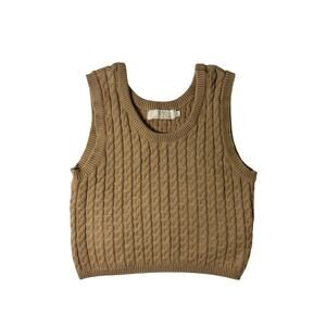 LC Lizette Collection Top Vest Sweater Cable Knit Scoop Neck Cotton Junior SZ Lg